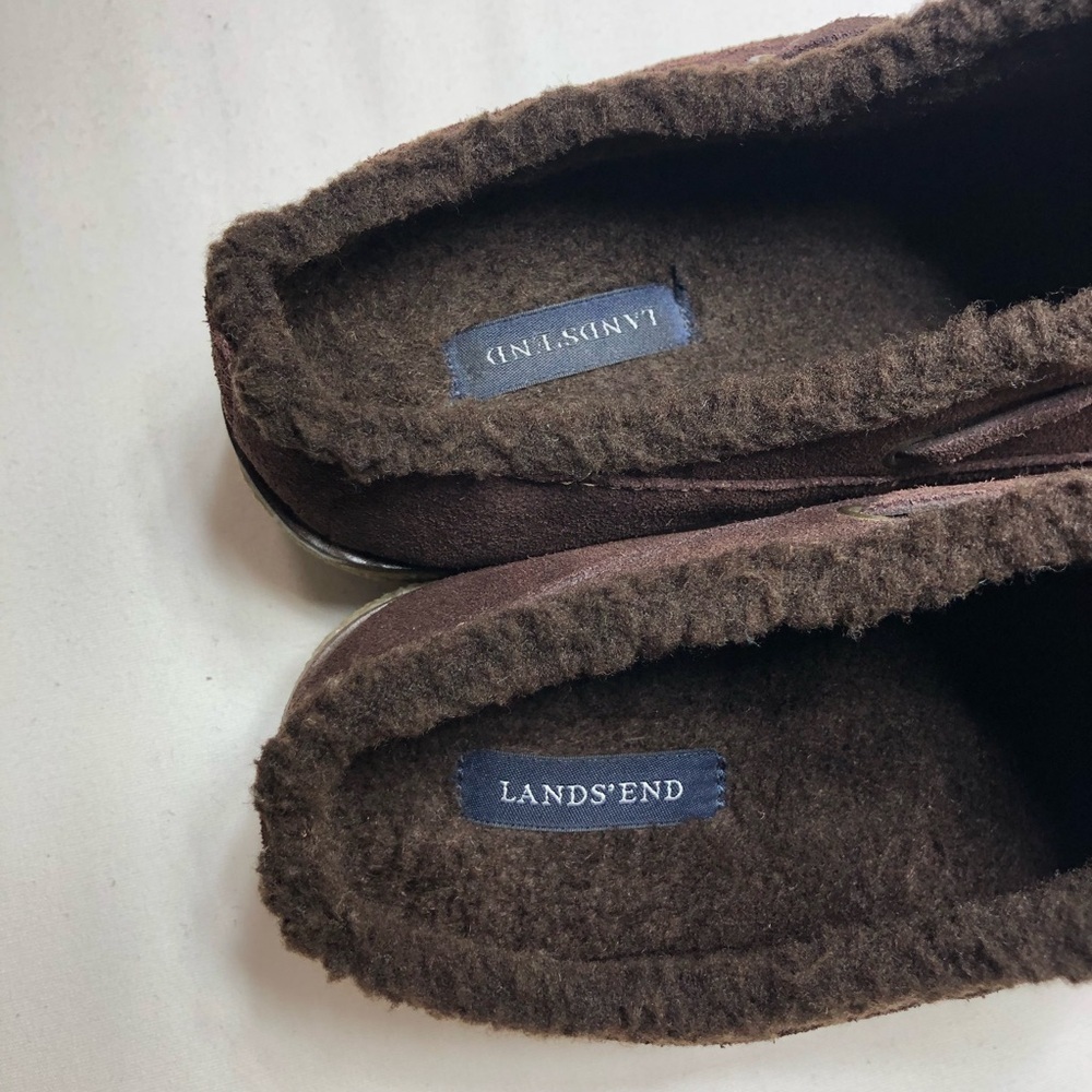Lands' End Women's Leather Chalet Tassel Fur Lining Brown Mules Clogs 8B‎ - Picture 12 of 14